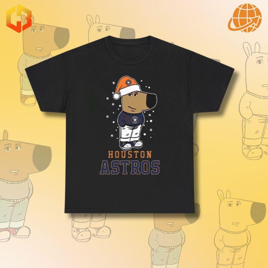 A casual t-shirt featuring the phrase "Just A Chill Guy With Houston Astros" with team-themed graphics or colors.