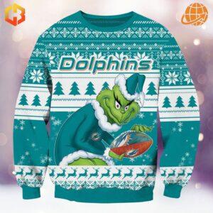 Grinch Miami Dolphins Christmas Sweater trendy for christmas