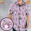 The Brady Kids Cartoon Hawaiian Shirt with all-over print of Brady Bunch characters