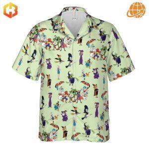 Front and center! Embrace nostalgia with the 70s Witches Cartoon Characters Hawaiian Shirt.