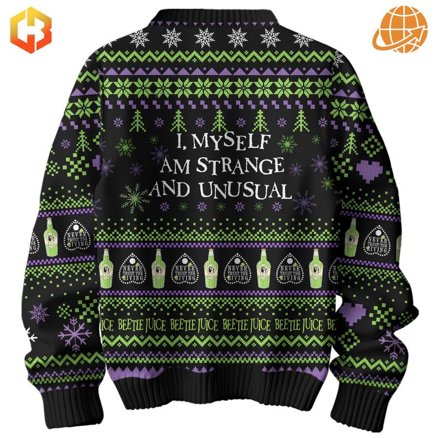 Stay warm and stylish this holiday season with the Beetlejuice It's Showtime Christmas Sweater.
