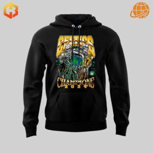 Detailed view of Boston Celtics NBA Champions 2024 Hoodie graphic design