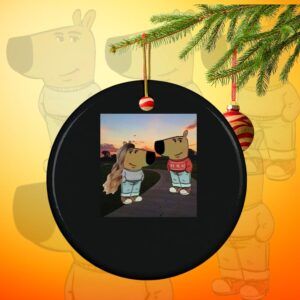 Funny meme ornament depicting the "Chill Guy and Chill Girl" meme.