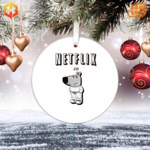 A Christmas ornament featuring a chill character and the phrase 'Netflix and Chill