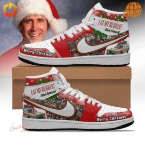 Step into holiday cheer with these Clark Griswold-inspired "Merry Clarkmas" Air Jordan 1s, perfect for fans of Christmas comedy classics