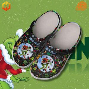 Top view of Custom The Grinch Movie Crocs Shoes with personalized 