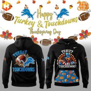 Detroit Lions Thanksgiving hoodies with turkey and football designs.