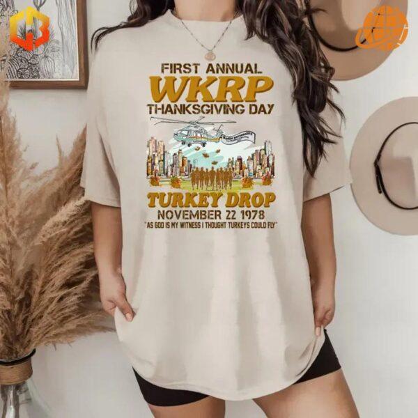 First Annual WKRP Thanksgiving Day Turkey Drop Shirt comfortable, crew neck shirt