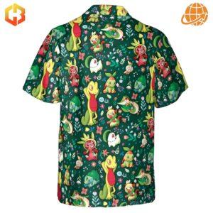 Every detail of the Grass Type Pokemon Hawaiian Shirt is designed to delight fans of these lovable grass Pokemon, from front to back.