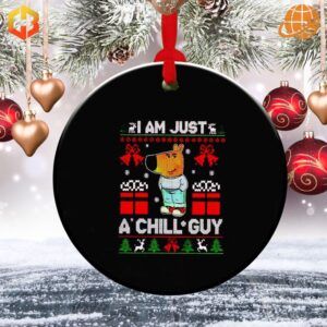 A Christmas ornament with a relaxed figure and the text 'I Am Just a Chill Guy