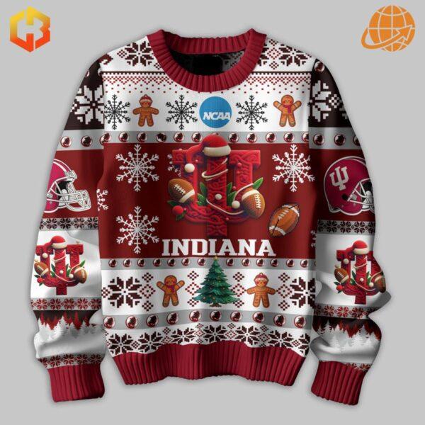 A festive sweater with the Indiana Hoosiers logo and the words "They Not Like Us"