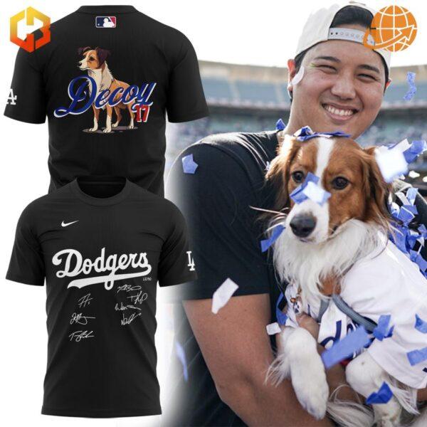 Make a bold statement with the black Los Angeles Dodgers Decoy Dog Shirt—modern, stylish, and packed with team pride.