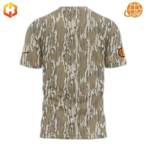 Back view of Morgan Wallen Mossy Oak T-Shirt with full camouflage pattern.