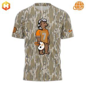 ossy Oak Morgan Wallen Camo Shirt front, showing cartoon mascot and detailed camouflage pattern.