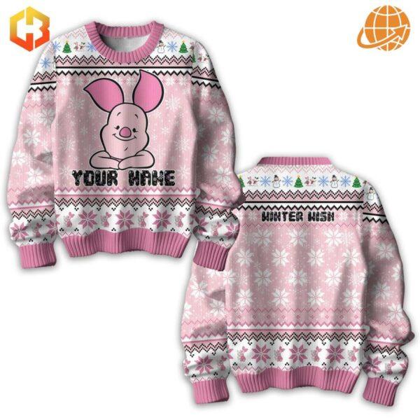 Personalized Piglet Christmas Sweater that makes a thoughtful gift for Disney enthusiasts.