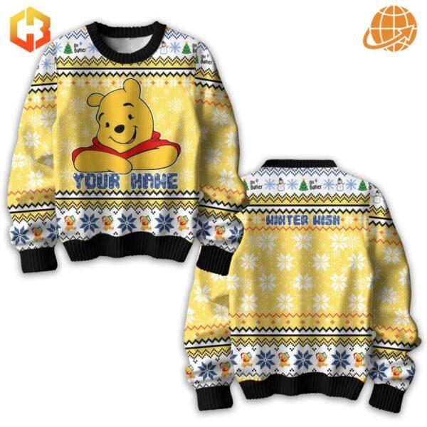 Adorable Pooh Bear Christmas Sweater designed for warmth and style during the holidays.