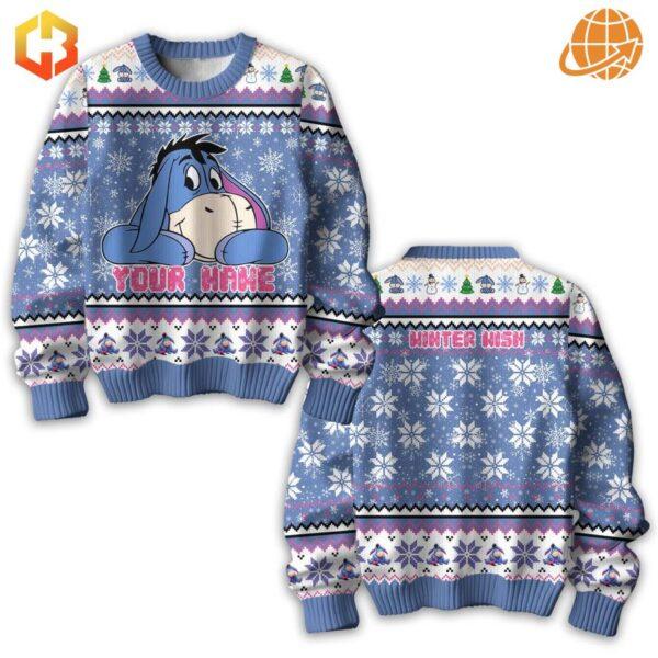 Playful Eeyore Christmas Sweater ideal for holiday parties and family gatherings.