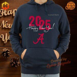 Person celebrating at a New Year's event wearing an Alabama Crimson Tide Happy New Year 2025 hoodie.