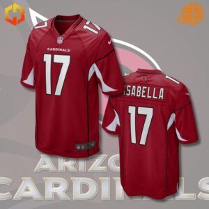 An Arizona Cardinals football jersey featuring Andy Isabella’s name and number, in team colors with official NFL branding