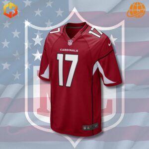 Andy Isabella Arizona Cardinals jersey with bold red, white, and black colors, perfect for football fans.