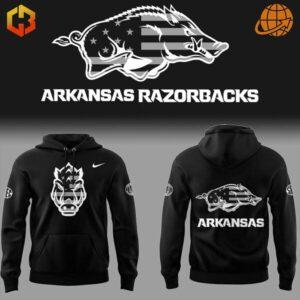 An Arkansas Razorbacks hoodie with a US flag design.