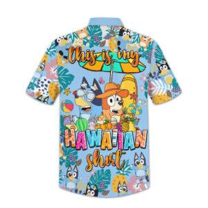 Authentic Bluey 'Aloha Mate' Hawaiian Shirt with vibrant tropical designs and cheerful Bluey characters