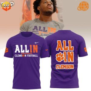 Athletic-style Clemson shirt with vibrant team branding.