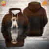 Puggle Reflection Dog 3D Hoodie and Zipper Hoodie showcasing an adorable Puggle with a reflection effect.