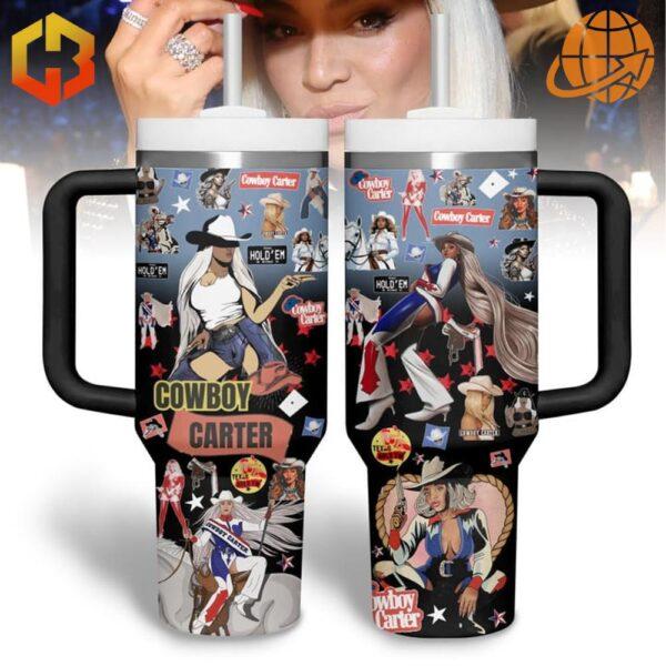 Cowboy Carter 40oz Tumbler with colorful cowgirl-themed collage design