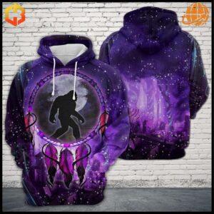 Bigfoot Dreamcatcher 3D Hoodie with vibrant forest and nature design.