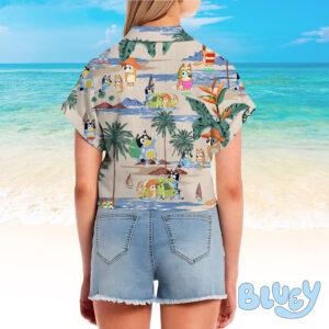 Bluey 'It's Family Time' Hawaiian Shirt with playful design, ideal for family vacations or outings.