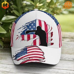 Baseball cap featuring a boxing glove and American flag graphic.