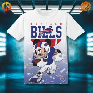 Mickey Mouse showing Buffalo Bills pride on a stylish and sporty t-shirt