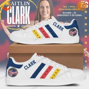 Caitlin Clark Indiana Fever Basketball Stan Smith Shoes with vibrant team colors and Caitlin Clark's name.