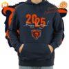 Chicago Bears Happy New Year 2025 Hoodie in navy and orange with team logo.