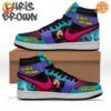 Chris Brown Breezy Air Jordan 1 Shoes featuring a vibrant cosmic design with Chris Brown's image printed on the side panel.