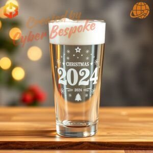 Christmas beer glass featuring holiday decorations for 2024