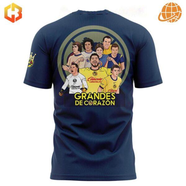 Club América Amor Eterno Grandes De Corazon Shirt back with players and fans.