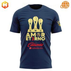 Club América Amor Eterno Grandes De Corazon Shirt front with trophies.