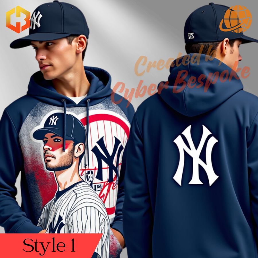 A stylish black hoodie featuring Cody Bellinger and the New York Yankees logo