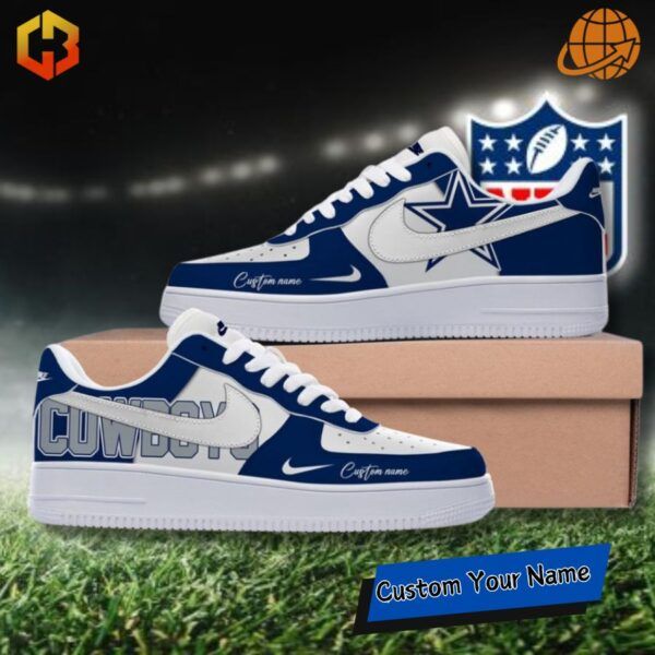 Nike Air Force 1 shoes customized with Dallas Cowboys colors and bold detailing