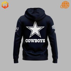 Back view of the Dallas Cowboys Rooted 1963 Hoodie showcasing a bold star graphic and 