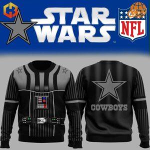 Dallas Cowboys Star Wars Sweatshirt design featuring Darth Vader-inspired front and Cowboys logo back.