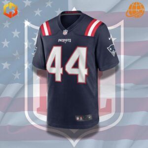 Dalton Keene New England Patriots jersey in bold blue, red, and white colors, designed for fans of the team