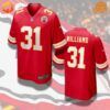 A Kansas City Chiefs football jersey featuring Darrel Williams' name and number, with team colors and official NFL branding