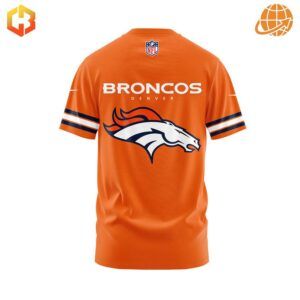 Back view of the Denver Broncos 2024 NFL Shirt with team logo and text.