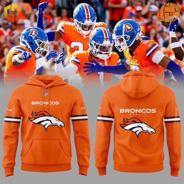 Denver Broncos 2024 NFL Hoodie front and back design with team logo and colors.