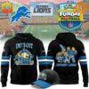 Detroit Lions NFL Simpson Funday Football Hoodie set against a football stadium background.