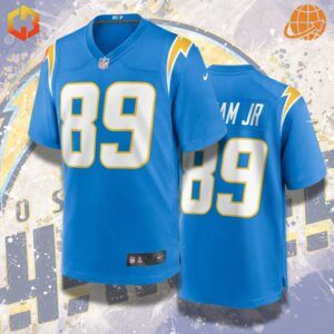 Powder blue Donald Parham Jr. Los Angeles Chargers football jersey with player number 89 on the front and back.