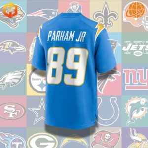 Donald Parham Jr. football jersey in Los Angeles Chargers colors, showcasing his name and number 89.